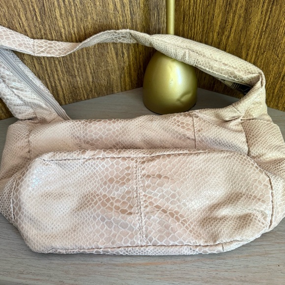 Vintage Y2K Pinky Miami‎ Faux Snakeskin Textured Fabric Shoulder Bag Beige 90s - Picture 9 of 9